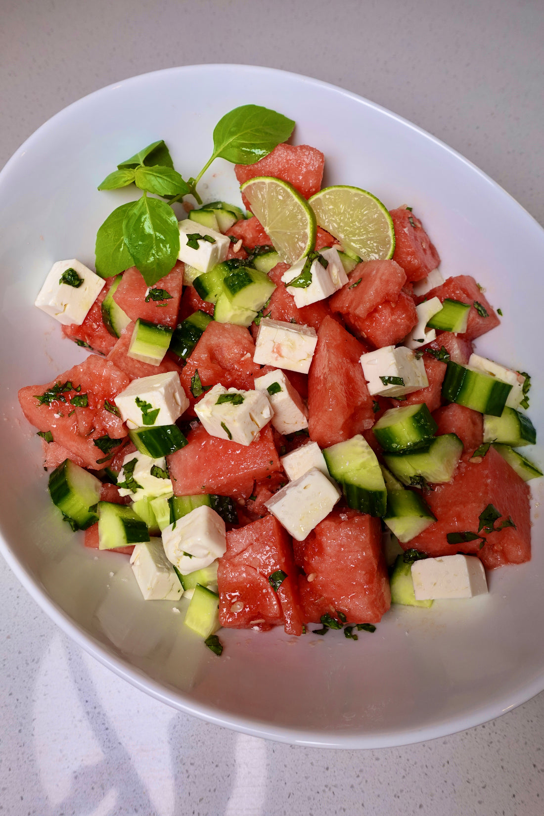 Watermelon Salad with Honey-Lime Drizzle