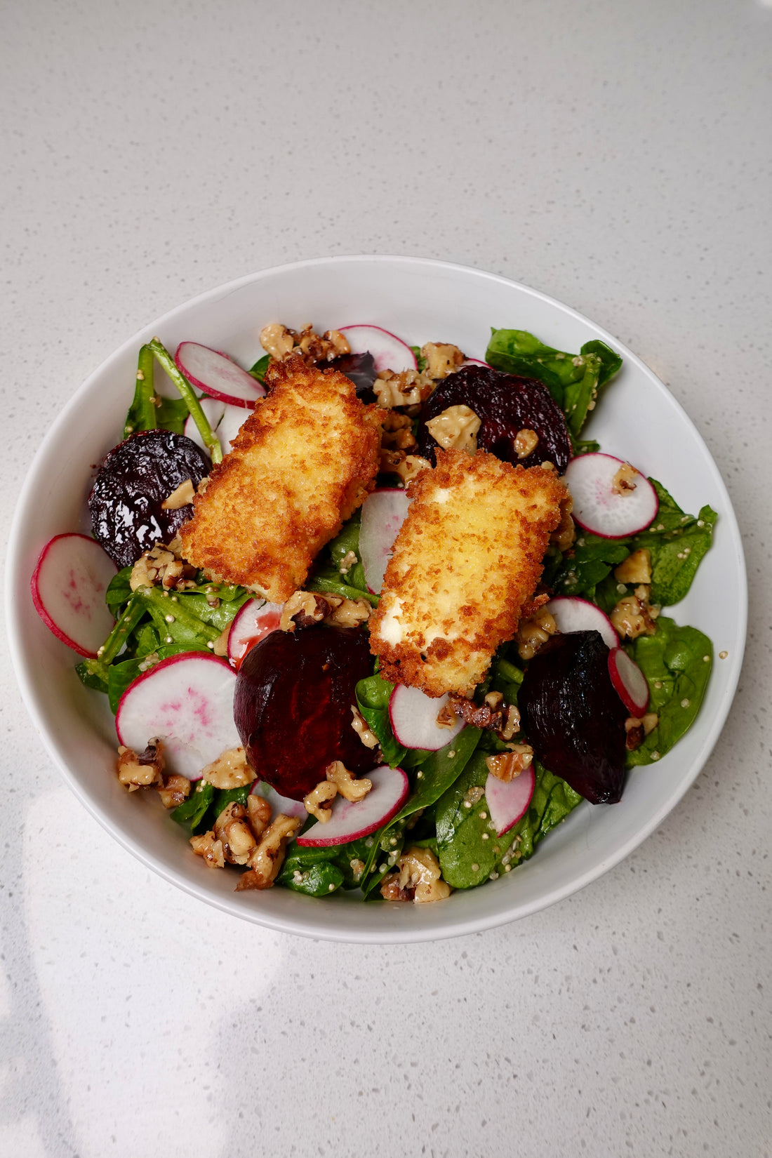 Roasted Beet and Quinoa Salad with Fried Feta