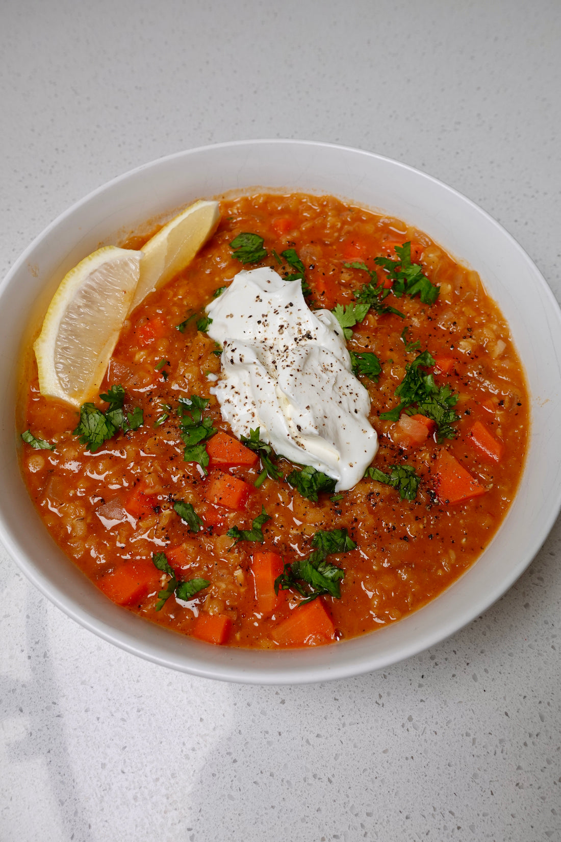 Red Lentil Soup with Lemon and Cilantro