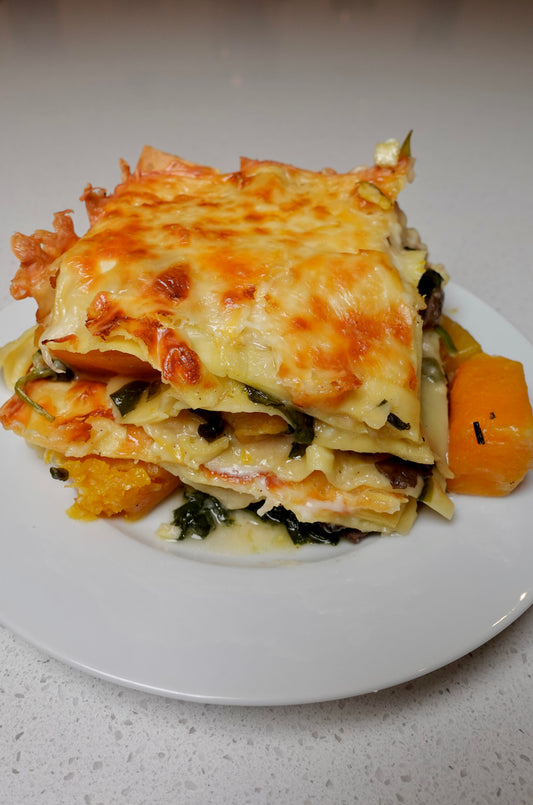 Roasted Garlic and Butternut Squash Spinach Lasagna