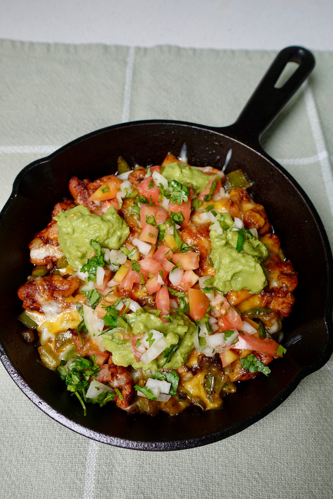 Chicken Fajita Casserole with Pico de Gallo and Guacamole